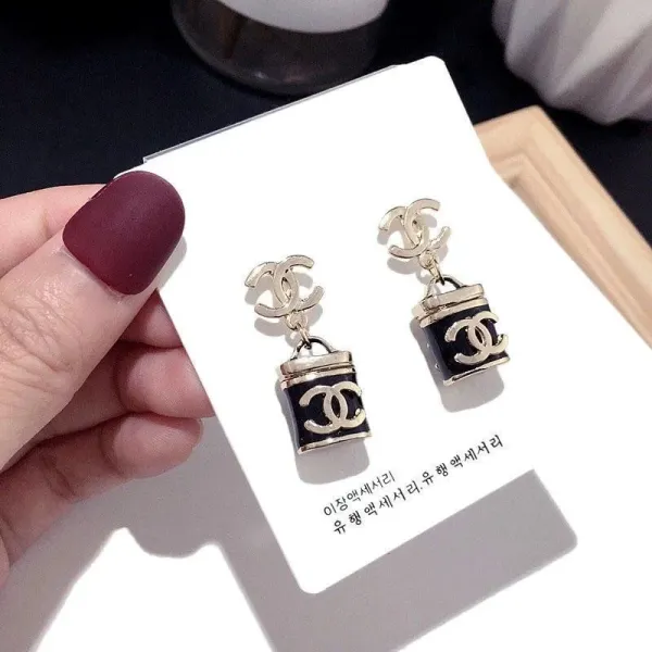 Chanel CC Logo Bucket Charm Earrings White Gold-Tone Jewelry - 3