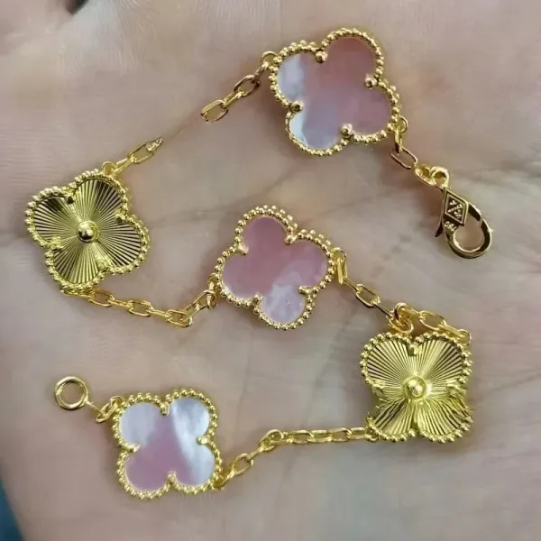 Van Cleef & Arpels Alhambra Pink Mother-of-Pearl Gold Bracelet - 1