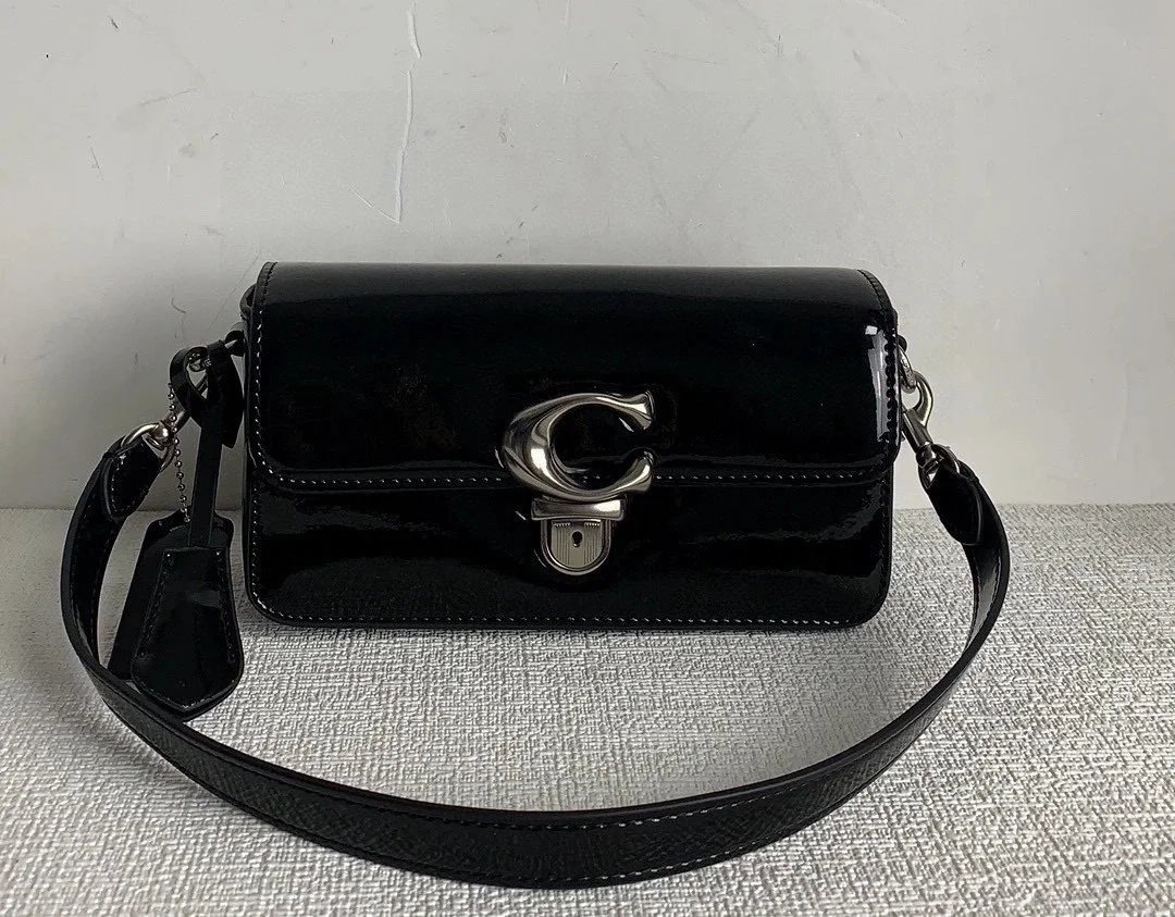 Coach Coach C Tab Lock Small Shoulder Bag in Black Black
