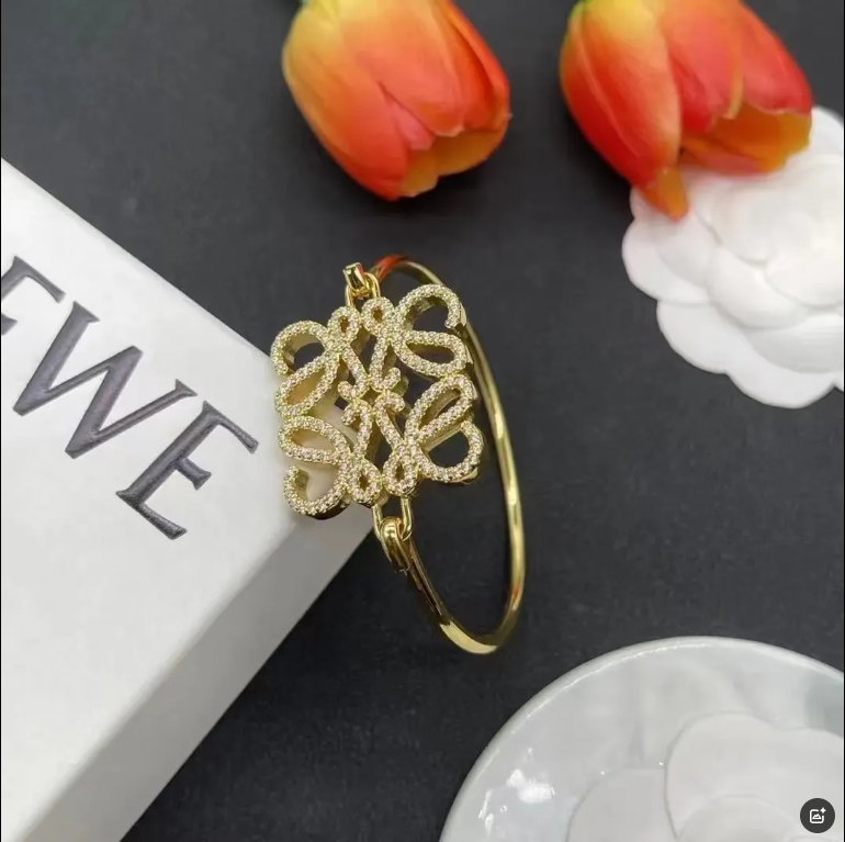 Loewe Anagram Bangle Gold-Plated Crystal Bracelet - 3