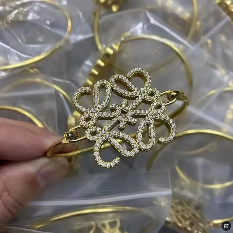 Loewe Anagram Bangle Gold-Plated Crystal Bracelet - 4