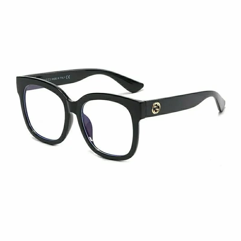 Black frame black temples anti-blue light clear lenses