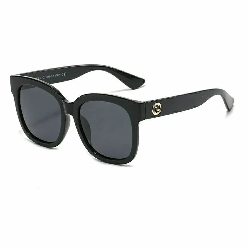 Black frame black temples dark grey lenses