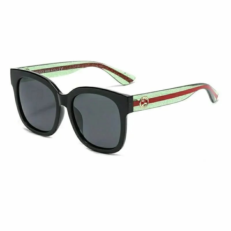 Black frame green temples dark grey lenses