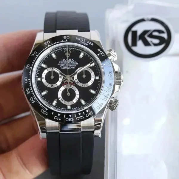 Rolex Cosmograph Daytona Black Dial Steel Chronograph Watch Watches - 1