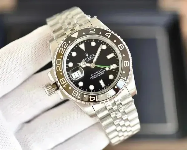 Rolex GMT-Master II Black Dial Steel Watch Watches - 1