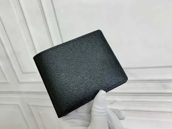 Design Bifold Wallet Black Leather with Orange Packaging Short Wallet - 11