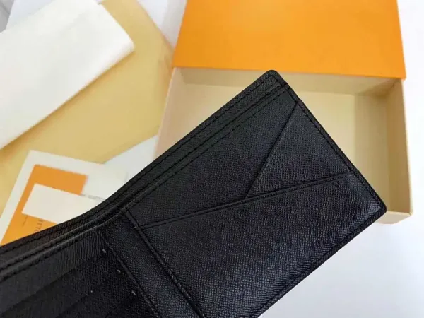 Design Bifold Wallet Black Leather with Orange Packaging Short Wallet - 17