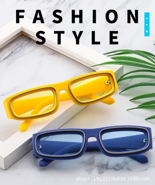 Design Rectangular Frame Gold-Tone Sunglasses Eyewear - 2