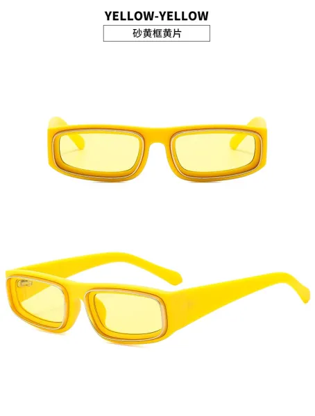Design Rectangular Frame Gold-Tone Sunglasses Eyewear - 19