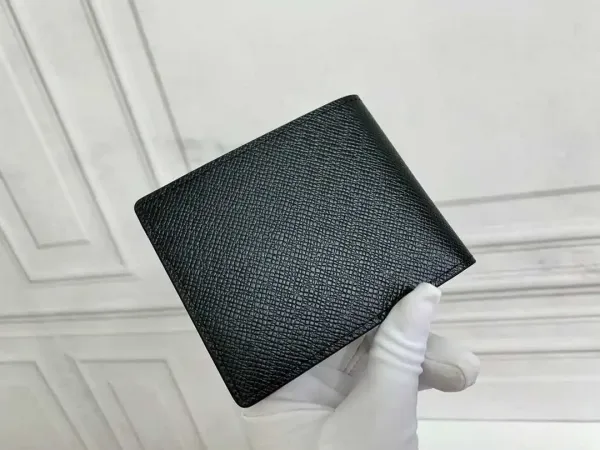Design Bifold Wallet Black Leather with Orange Packaging Short Wallet - 12