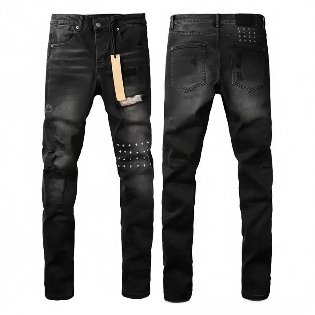 Straight Leg Ripped Denim Jeans
