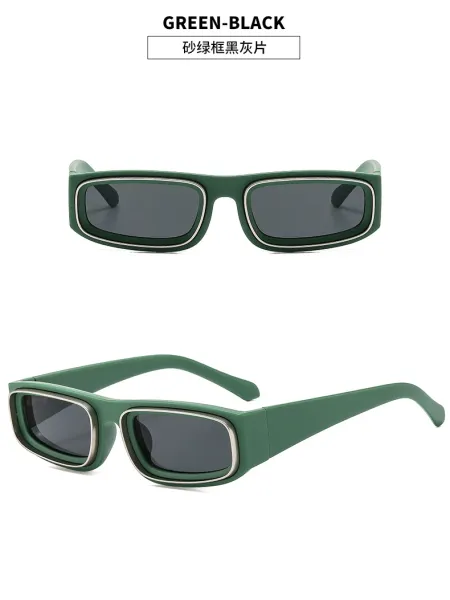 Design Rectangular Frame Gold-Tone Sunglasses Eyewear - 13