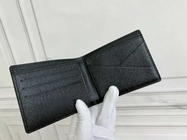 Design Bifold Wallet Black Leather with Orange Packaging Short Wallet - 14