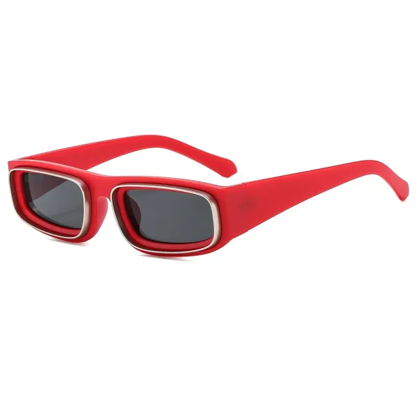 Design Rectangular Frame Red Sunglasses - 1