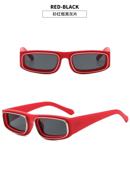 Design Rectangular Frame Gold-Tone Sunglasses Eyewear - 14