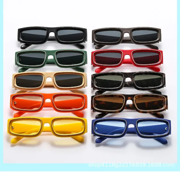 Design Rectangular Frame Gold-Tone Sunglasses Eyewear - 4