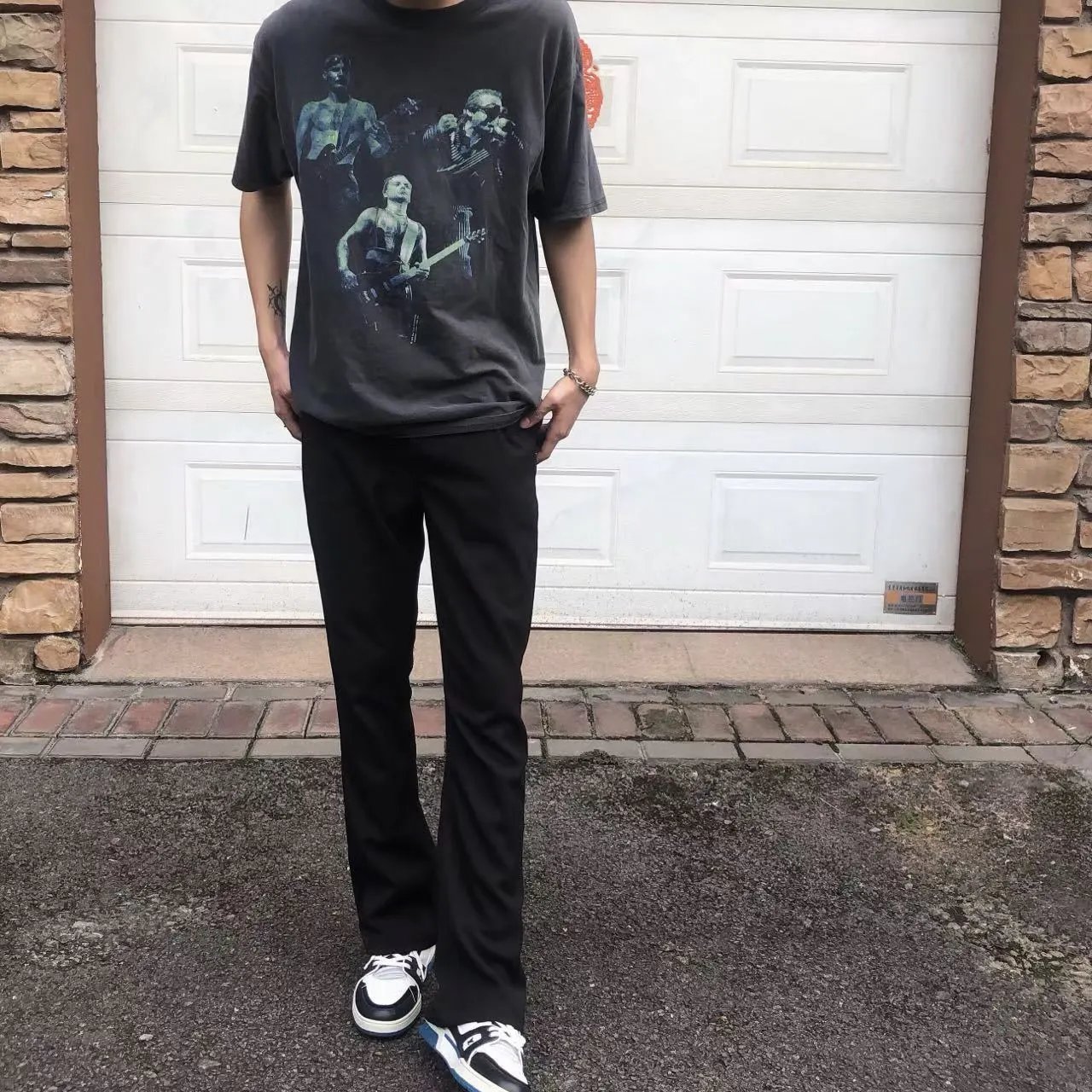 Black Margiela-Style Flared Trousers
