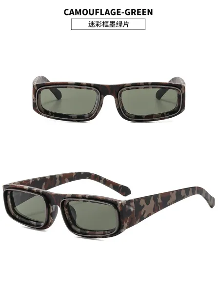 Design Rectangular Frame Gold-Tone Sunglasses Eyewear - 16