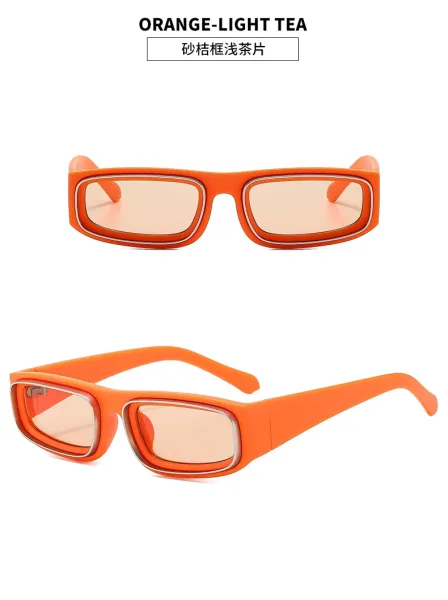 Design Rectangular Frame Gold-Tone Sunglasses Eyewear - 18