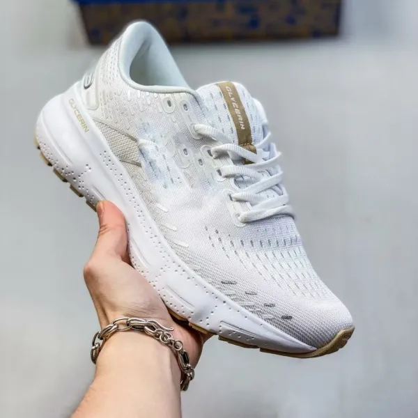Glycerin Running Shoes White with Beige Accents Running-Shoes - 1