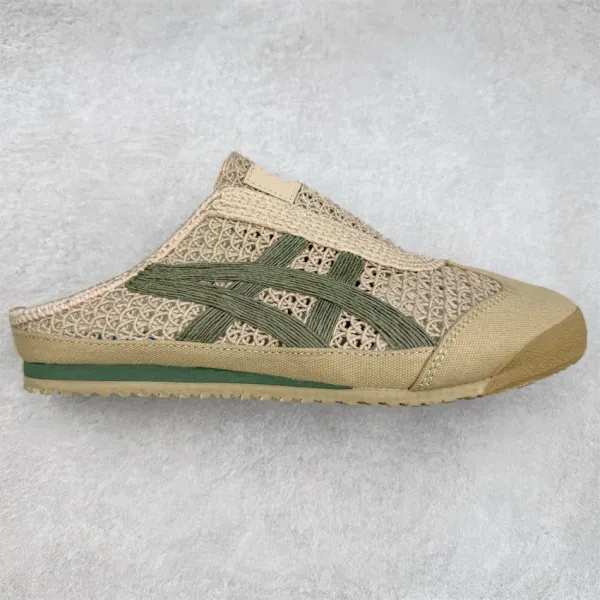 Asics Onitsuka Tiger Mexico 66 Slip-On Beige Olive Mesh Sneakers - 1