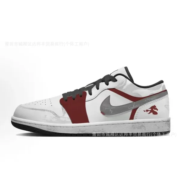 Air Jordan 1 Low 'Horse' White Red Silver Sneakers - 1