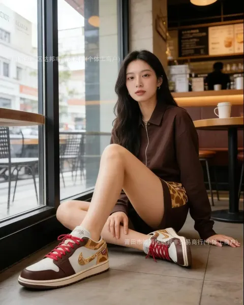 Nike Air Jordan 1 Low 'Qing Yu Design' White Black Brown Sneakers - 16
