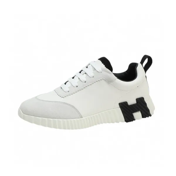Hogan H222 White and Black Leather Sneakers - 1