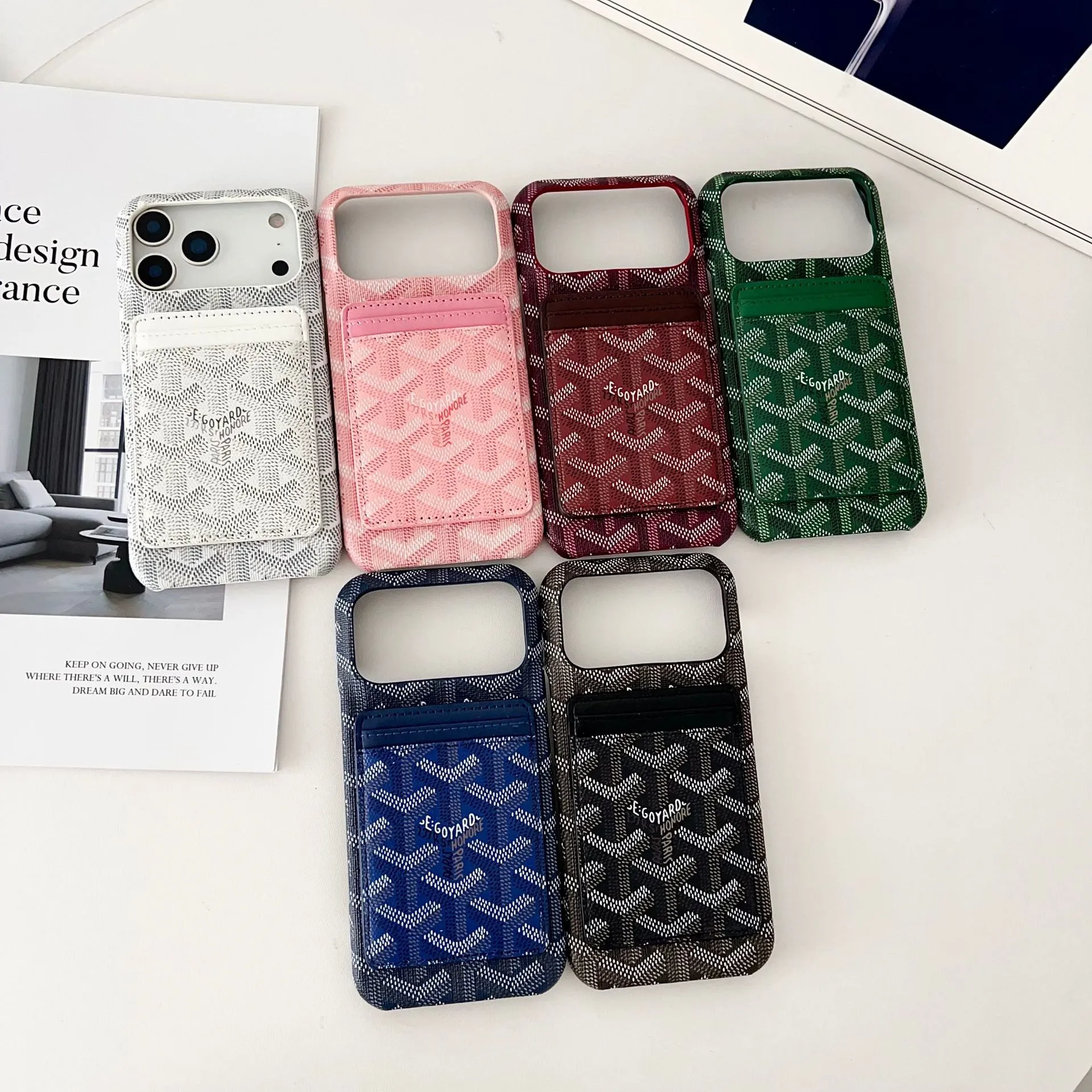 Goyard, Card Holder Style Printed Phone Case Multi-Color Collection