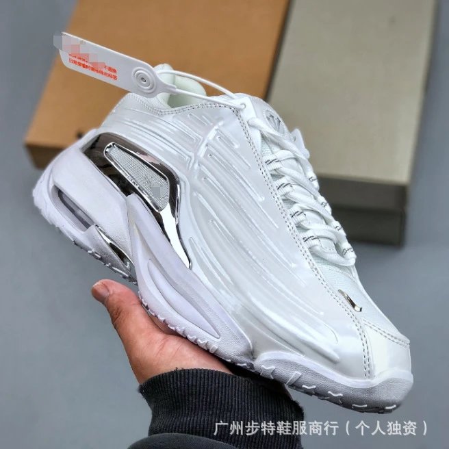 White with Metallic Silver Swoosh