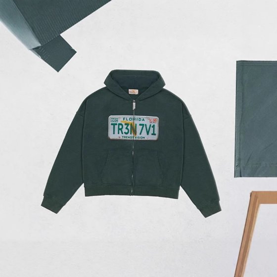 Letter Embroidered Hooded Coat