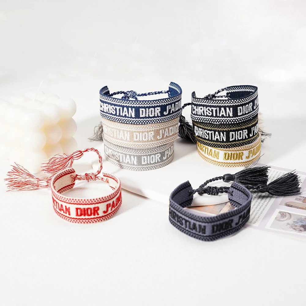 Christian Dior J'Adior Woven Adjustable Embroidered Friendship Bracelet, Unisex Luxury 1