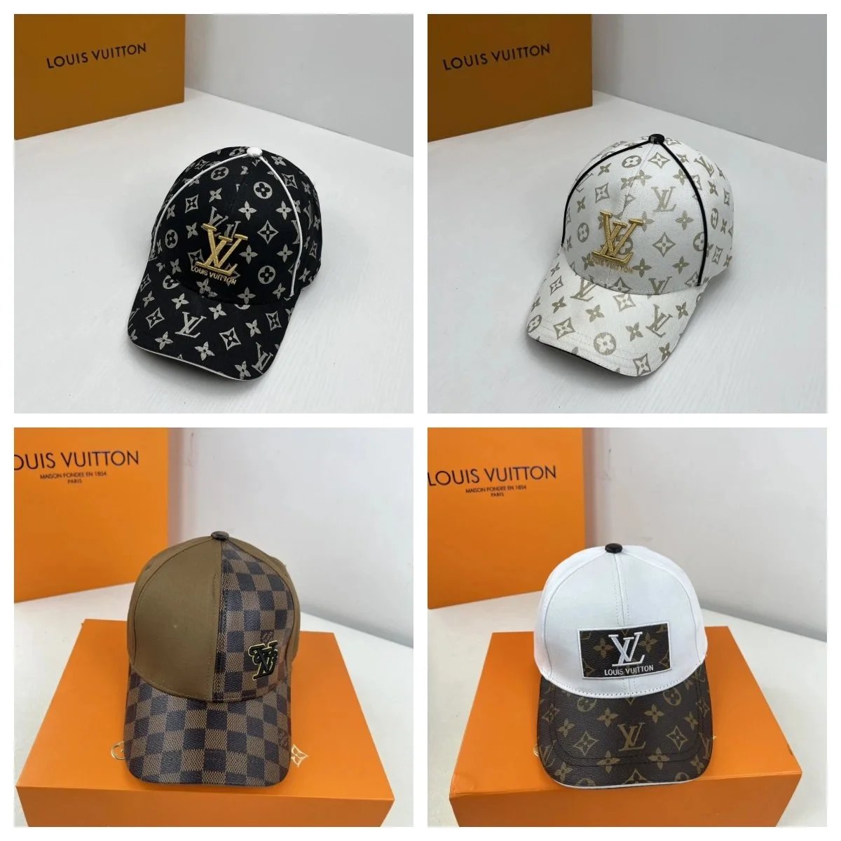 Louis Vuitton Monogram Baseball Cap with Gold LV Logo