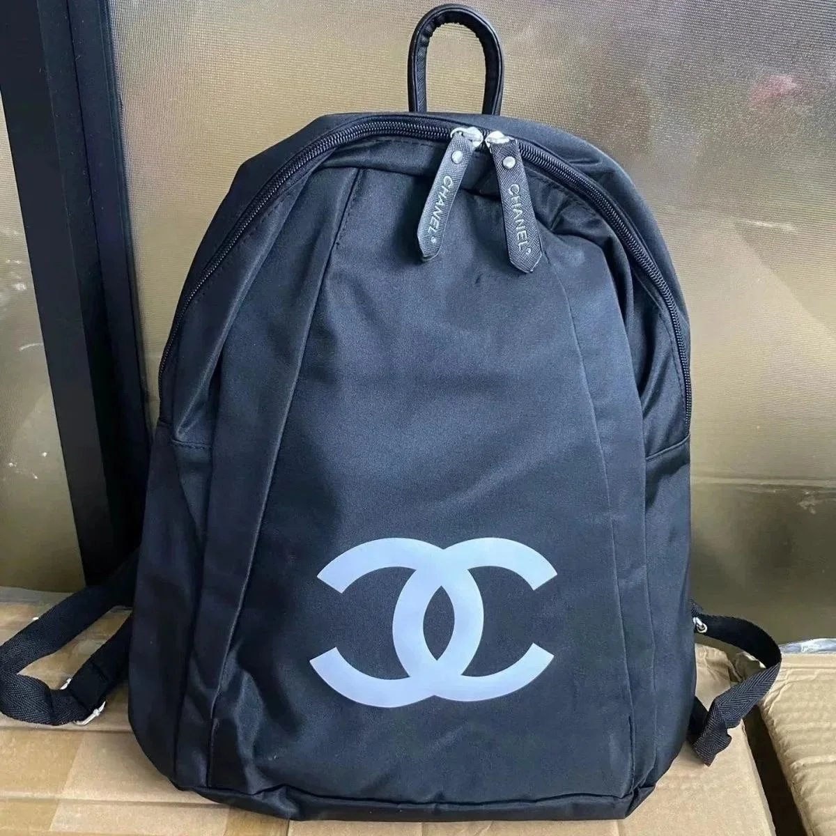 小香尼龙双肩背包中古款简约积分赠品背包高档耐脏黑色大号双肩包 - 197567