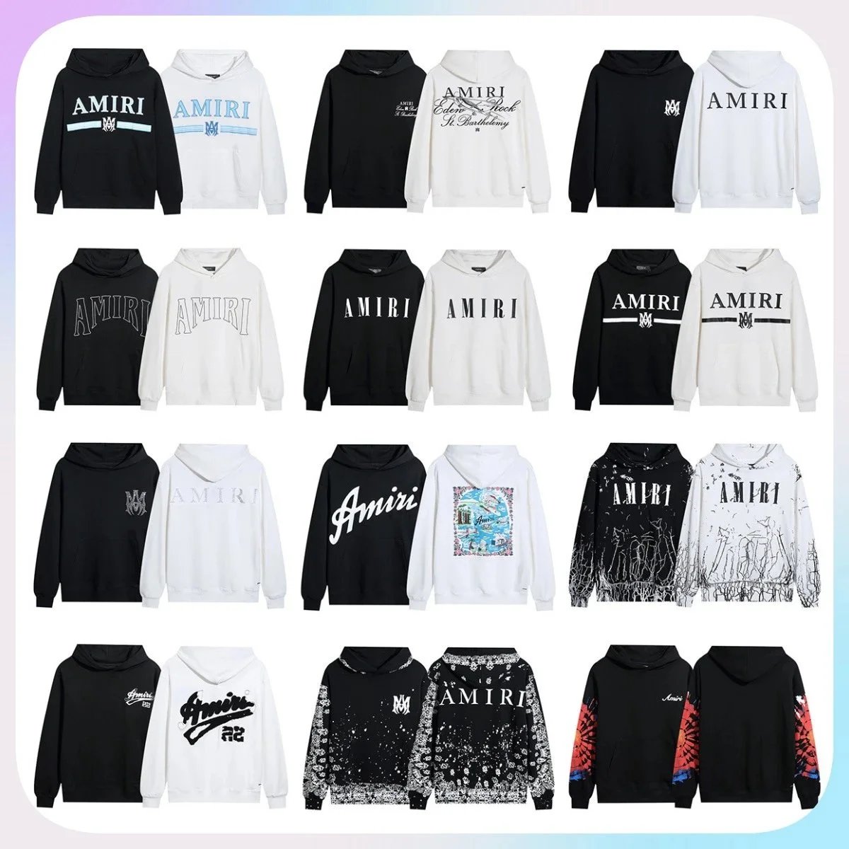 AMIRI Classic Logo Hoodie Black White Contrast Design - 201309