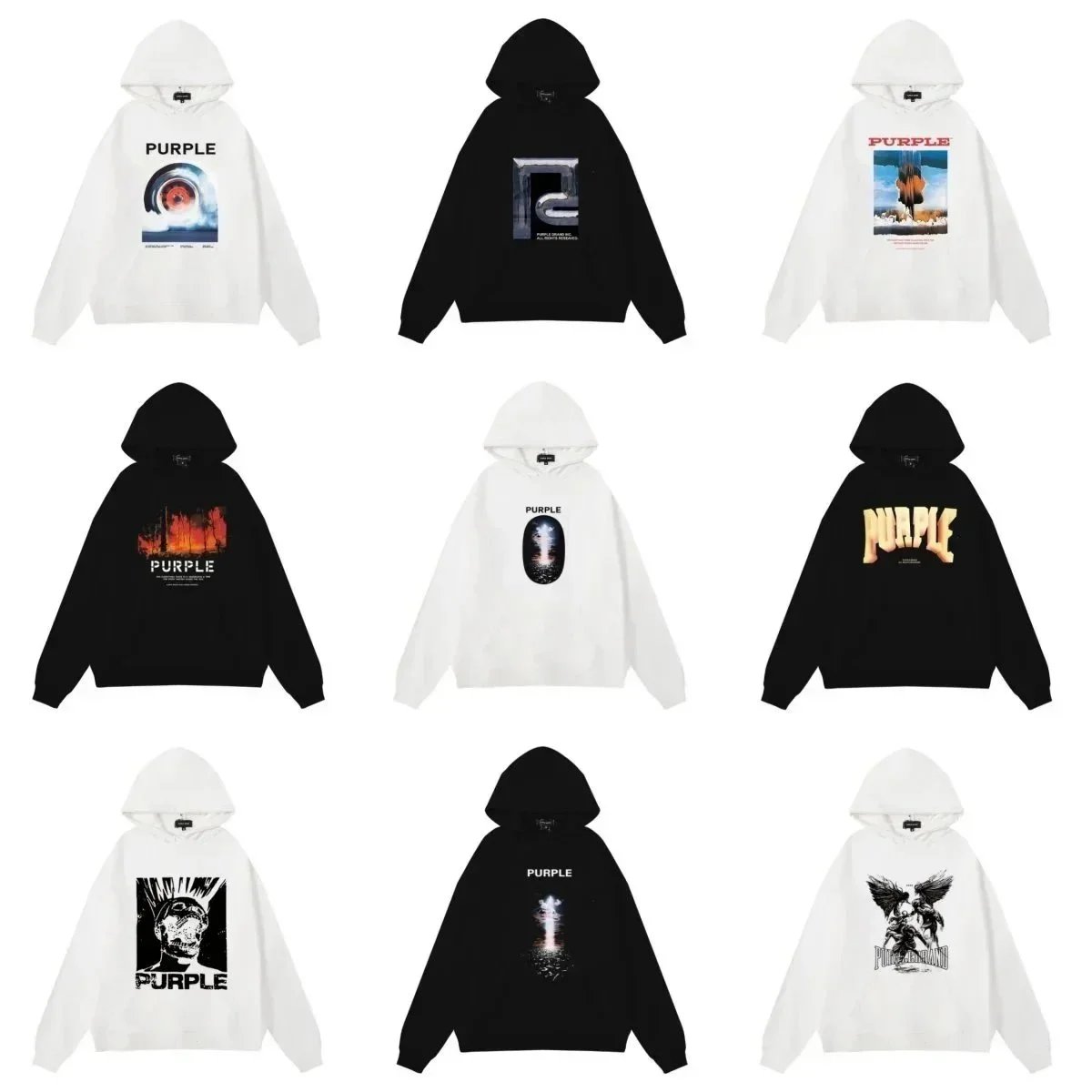 PURPLE Graphic Hoodie - White with Cosmic Eye Print - 201123