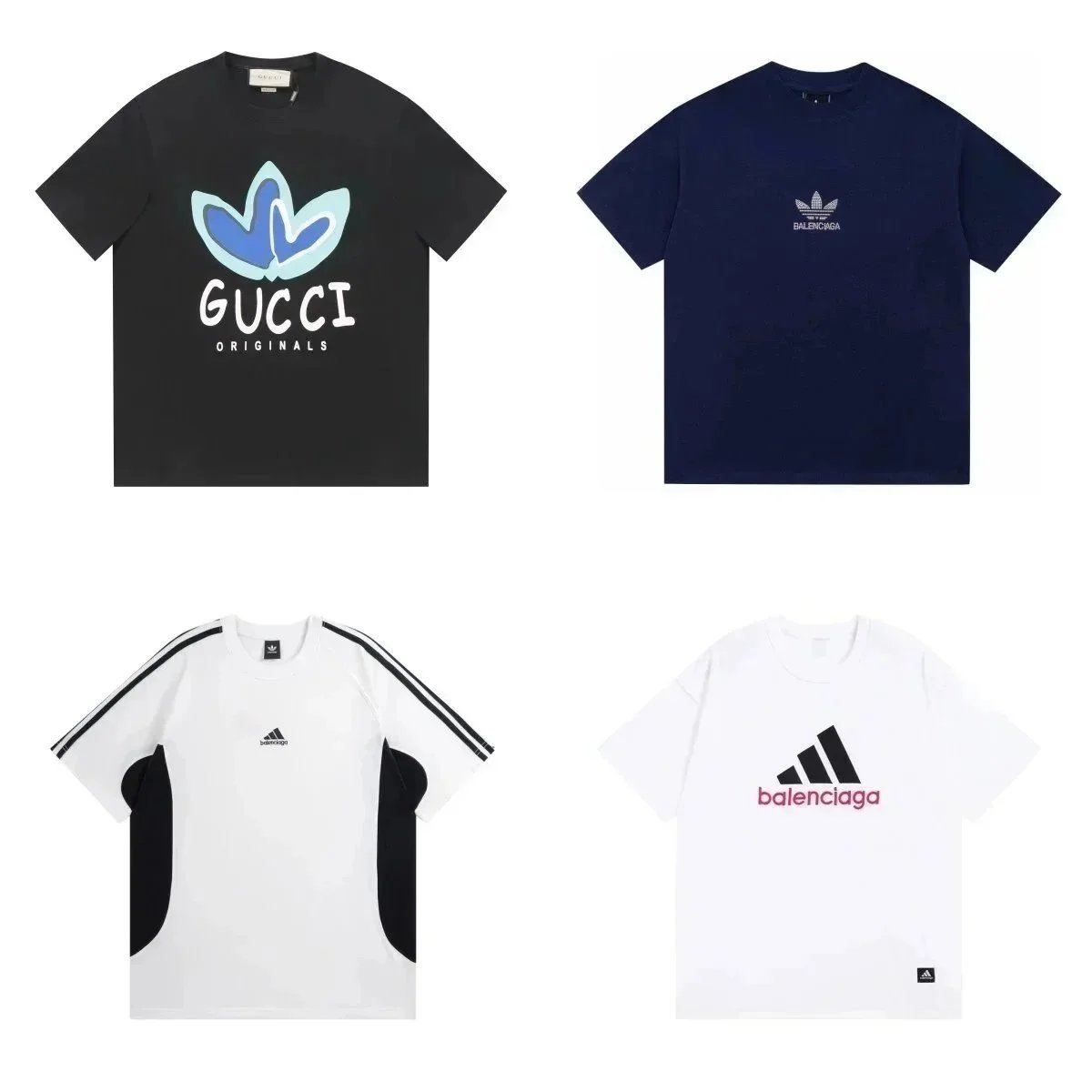 Gucci Originals Black T-Shirt with Blue Floral Logo - 198048