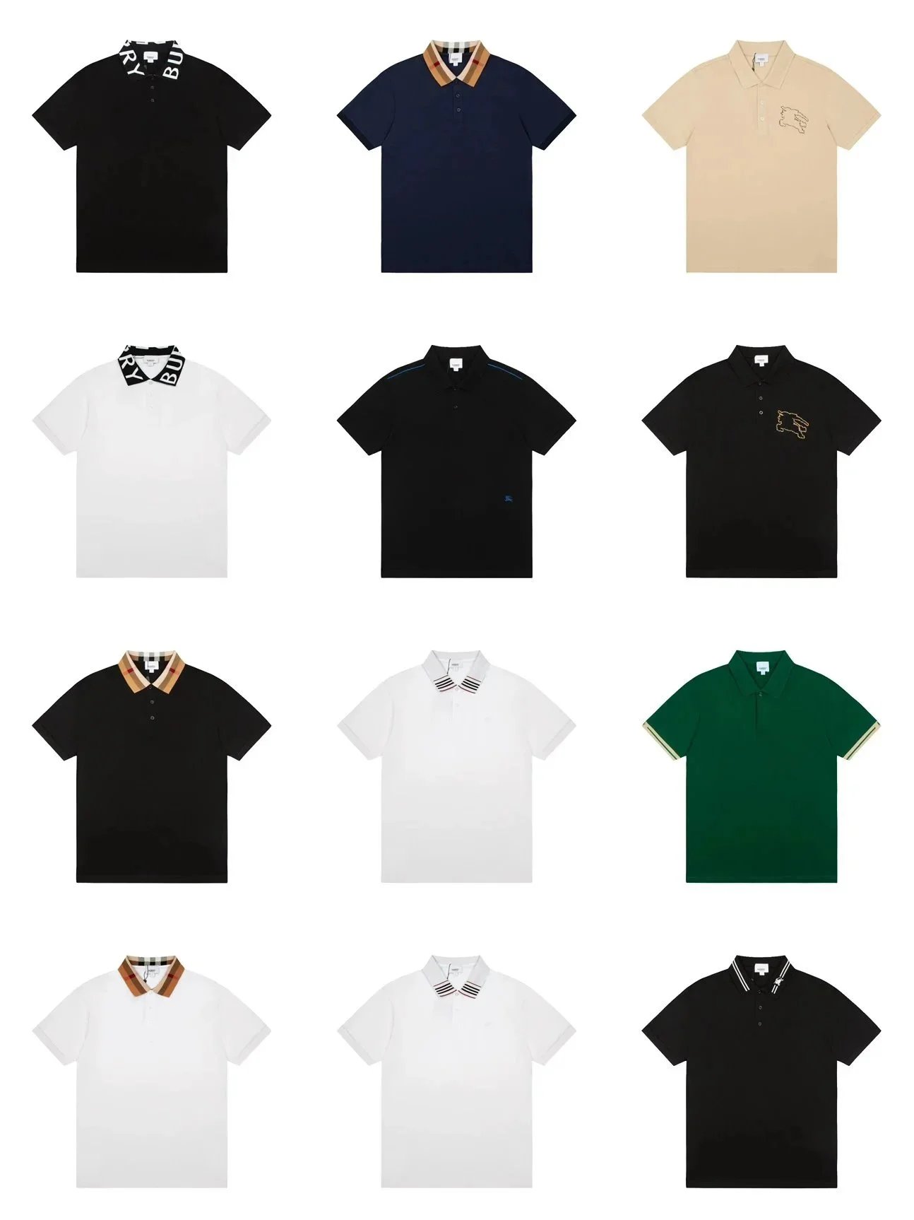 Burberry Classic Polo Shirt with Iconic Check Collar - Black - 197875