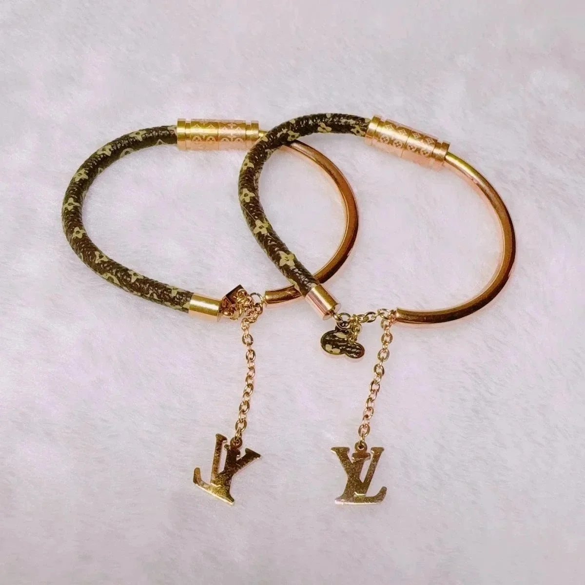 Louis Vuitton Monogram Canvas Bracelet Set with LV Charms - 135238