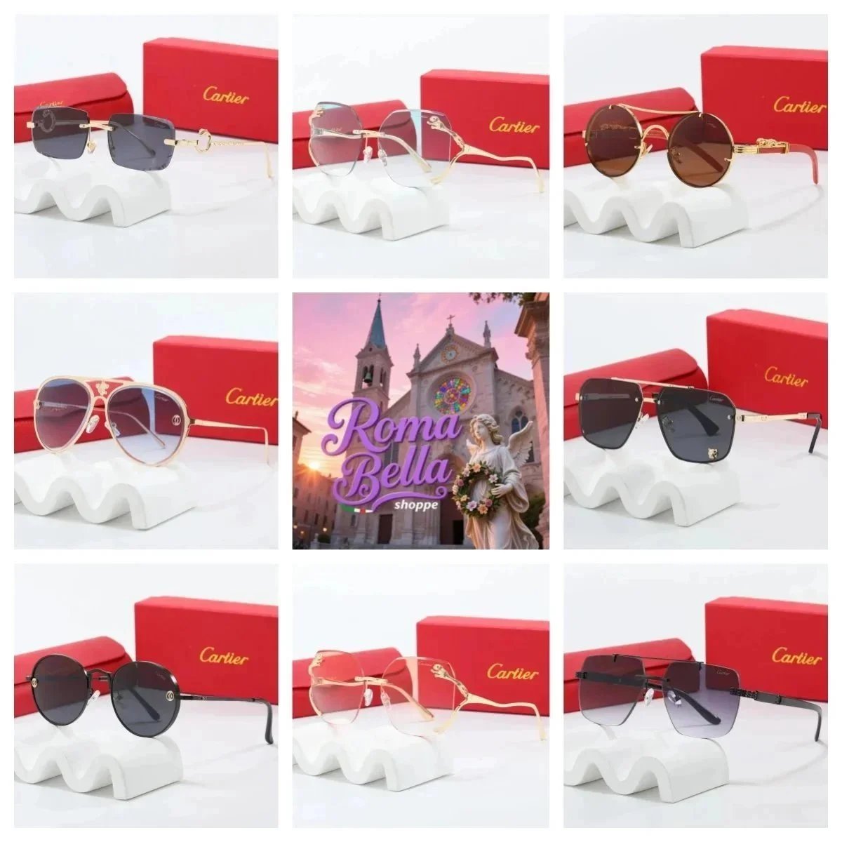Cartier Sunglasses Round Gold Frame Brown Gradient Lens - 201600