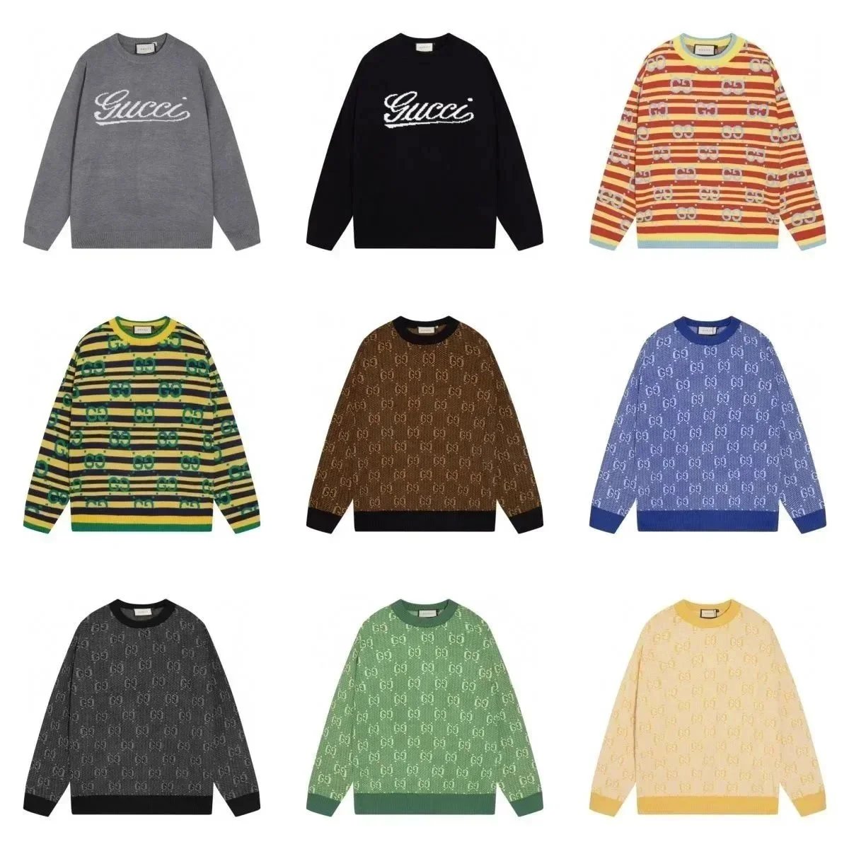 Gucci GG Pattern Knit Sweater in Multicolor Striped Design - 198863