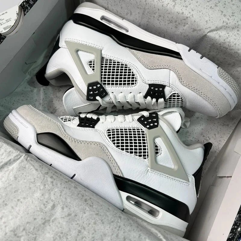 Nike Air Jordan 4 Retro White Cement Grey Black - 202123