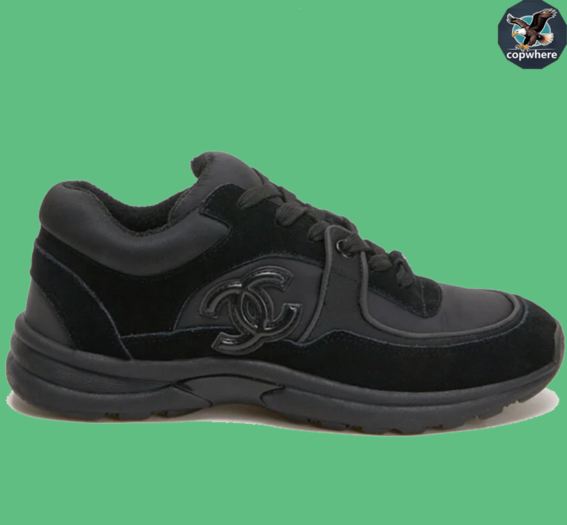 Chanel Black CC Logo Suede Sneaker with Rubber Sole - 202074