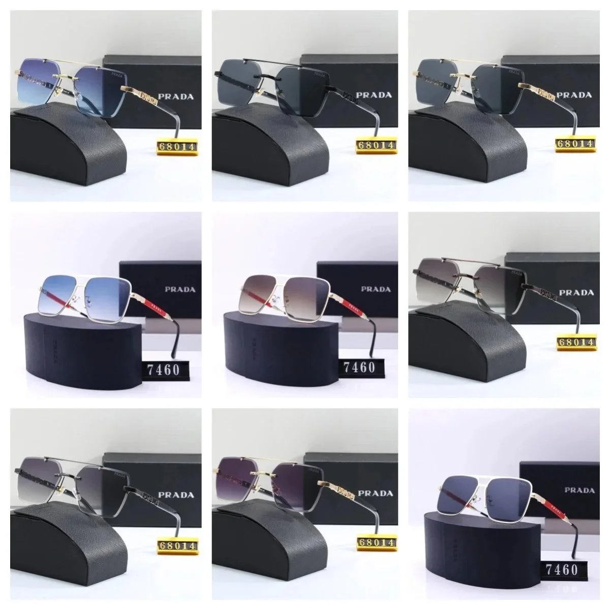 Prada 68014 Gold-Frame Rimless Sunglasses with Gradient Lenses - 200531
