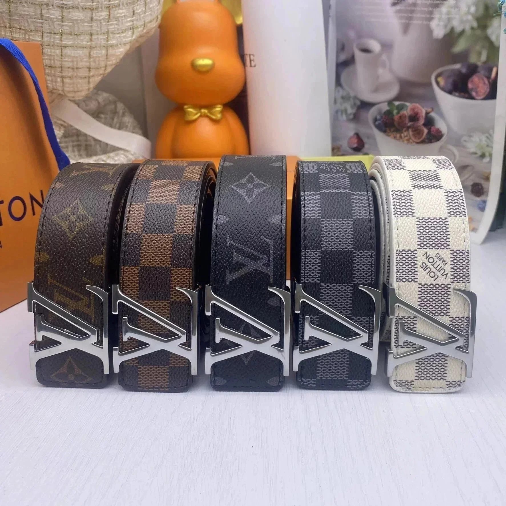 Louis Vuitton LV Initiales Belt with Monogram and Damier Patterns