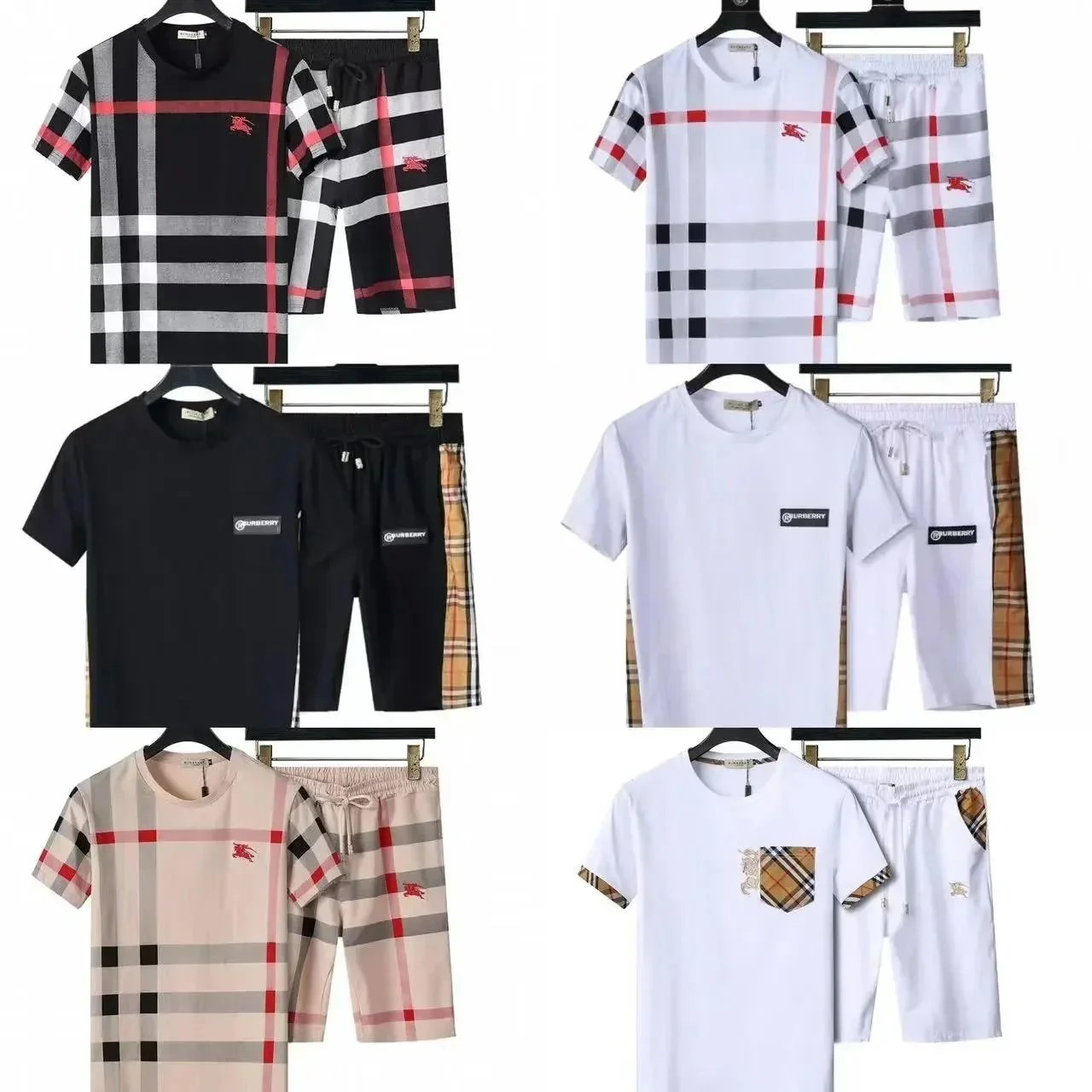 Burberry Classic Check Print T-Shirt and Shorts Set - Black