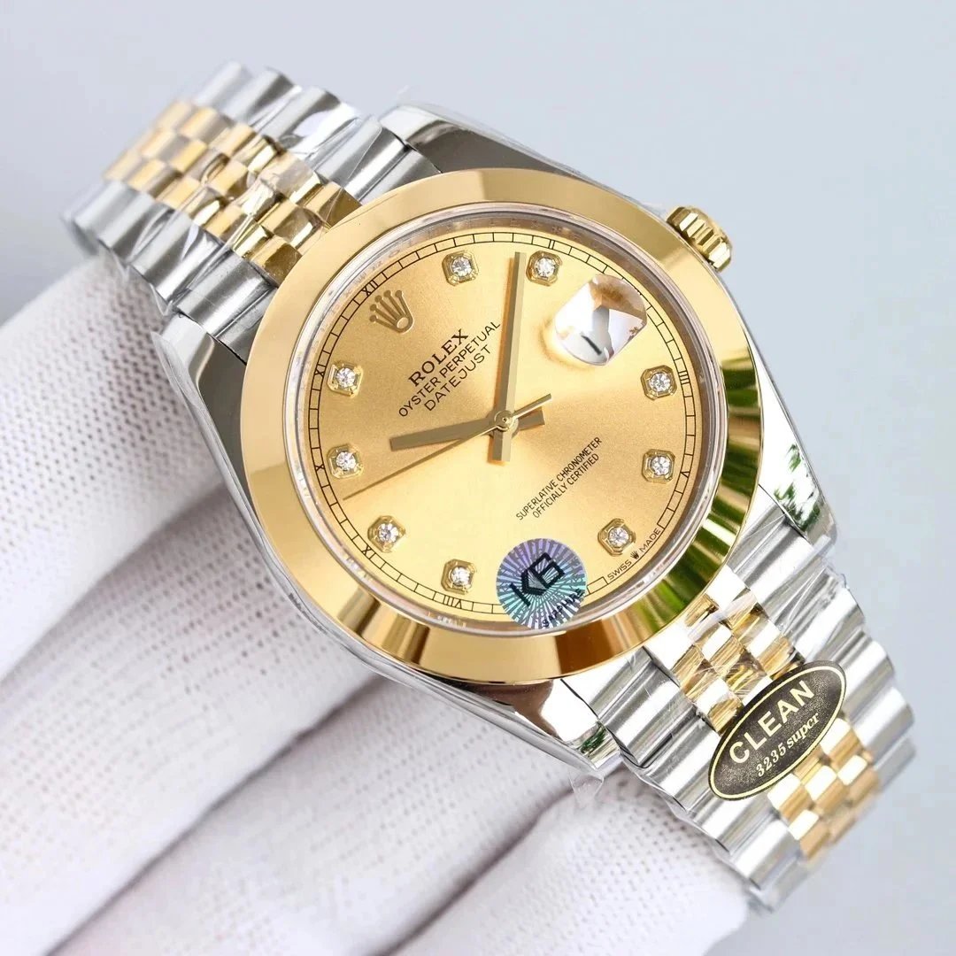 Rolex Oyster Perpetual Datejust 36mm Gold-Silver Dial Diamond Hour Markers - 198282