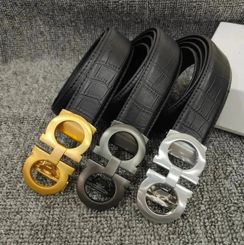 Salvatore Ferragamo Gancini Belt - Croc-Embossed Leather with Gold/Silver Buckle