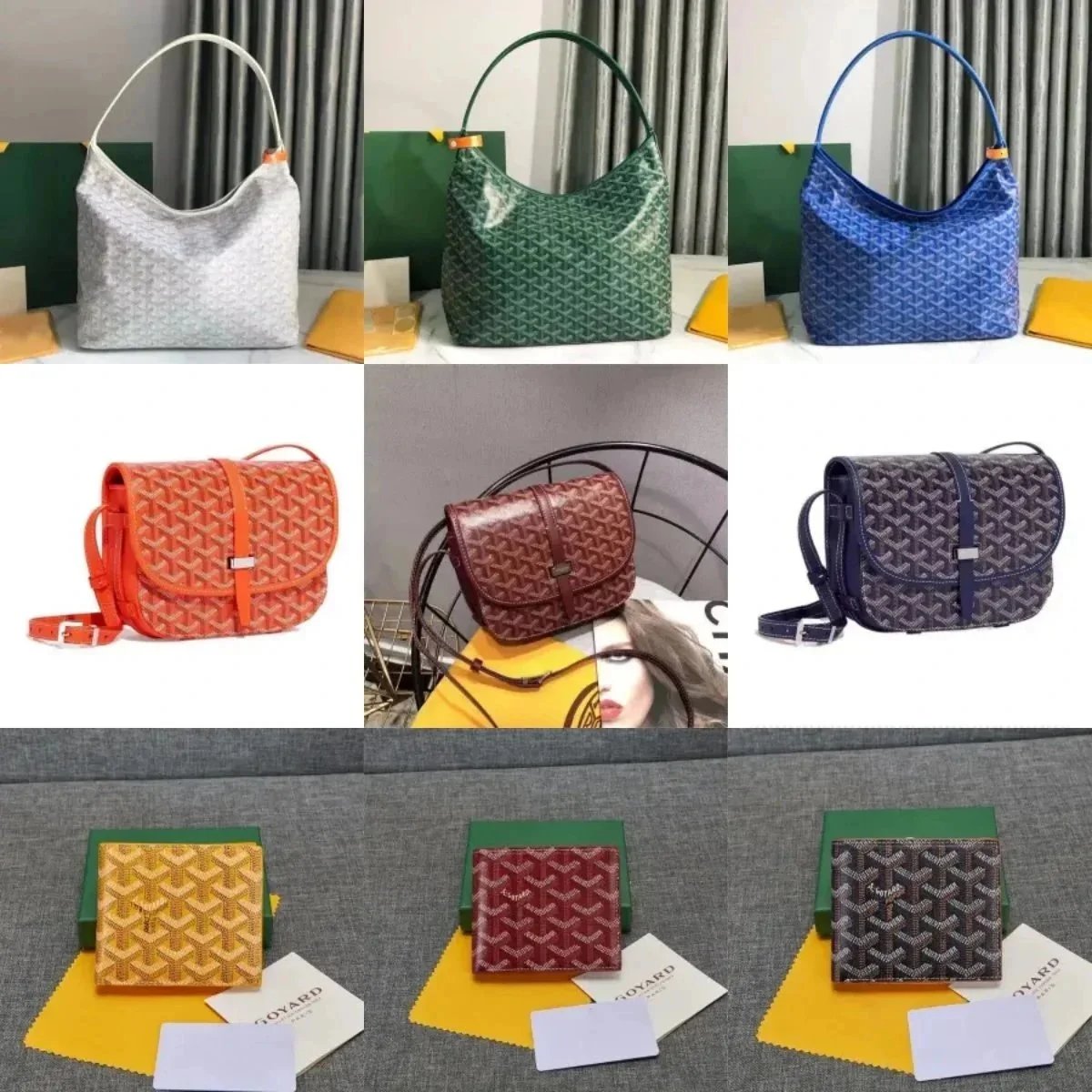 Goyard Saint-Louis Hobo Bag in Green Goyardine Canvas with Leather Trim
